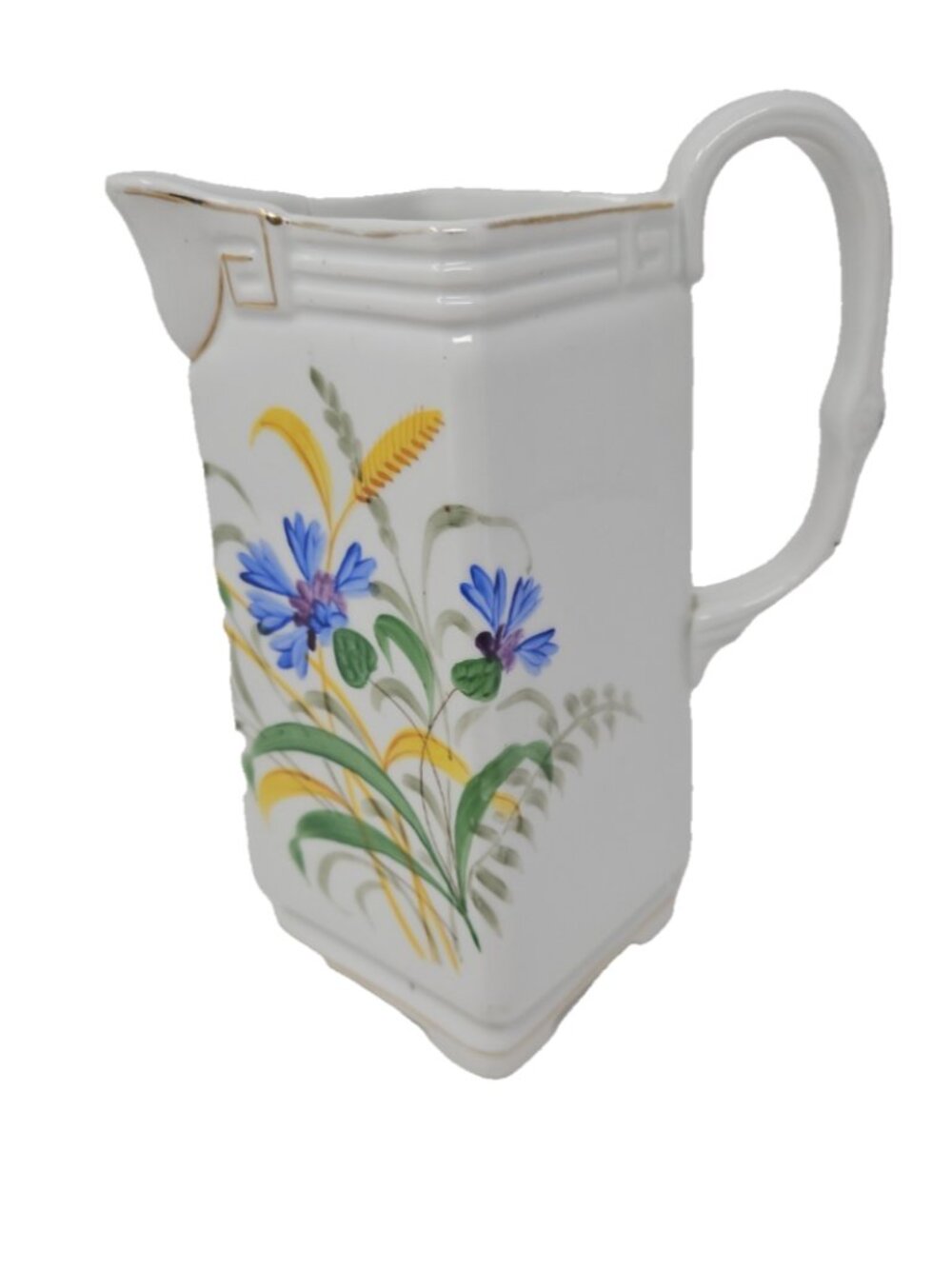 Fine Antique Hand Painted Porcelain Milk Batter Pitcher Jug 7" Victorian 1800s